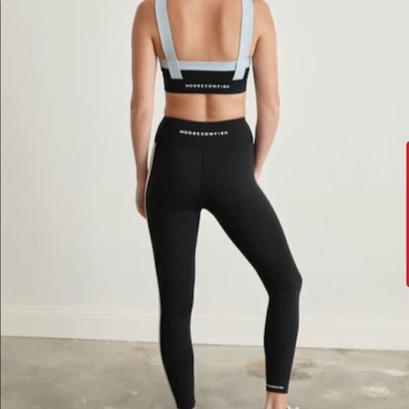 Moosecowfish Elk leggings black with light blue and white L NWT - Picture 1 of 5